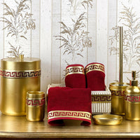 Anka Burgundy Red & Gold Bathroom Set