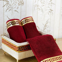 Anka Burgundy Red & Gold Bathroom Set