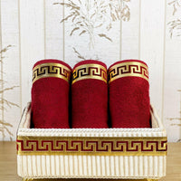 Anka Burgundy Red & Gold Bathroom Set