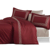 Esma Burgundy - Embroidered Luxury Duvet Cover Set