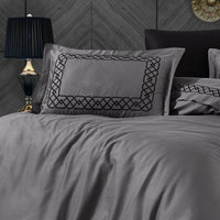 Esma Grey - Embroidered Luxury Duvet Cover Set