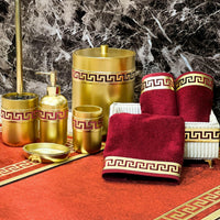Anka Burgundy Red & Gold Bathroom Set