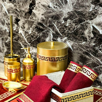Anka Burgundy Red & Gold Bathroom Set