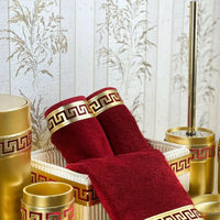 Anka Burgundy Red & Gold Bathroom Set