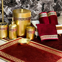 Anka Burgundy Red & Gold Bathroom Set