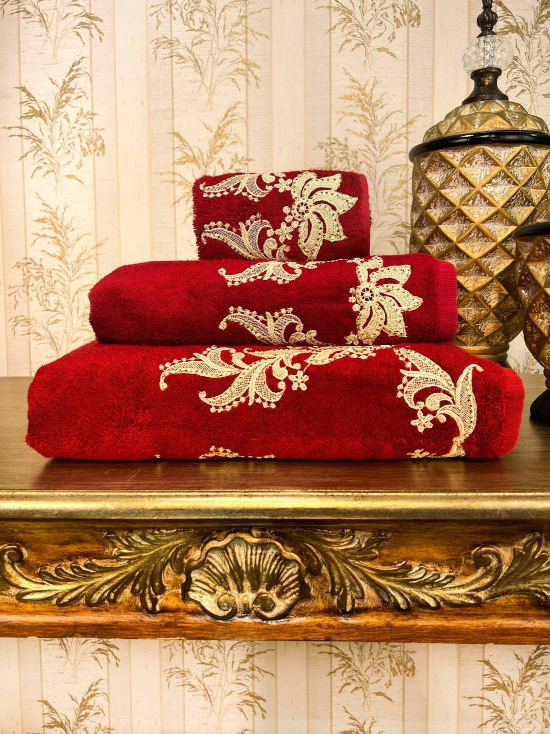 Deva Burgundy Towel Set