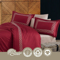 Esma Burgundy - Embroidered Luxury Duvet Cover Set