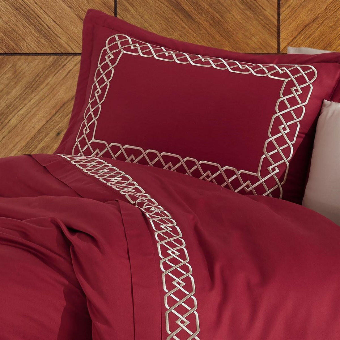 Esma Burgundy - Embroidered Luxury Duvet Cover Set