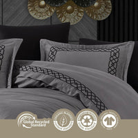 Esma Grey - Embroidered Luxury Duvet Cover Set