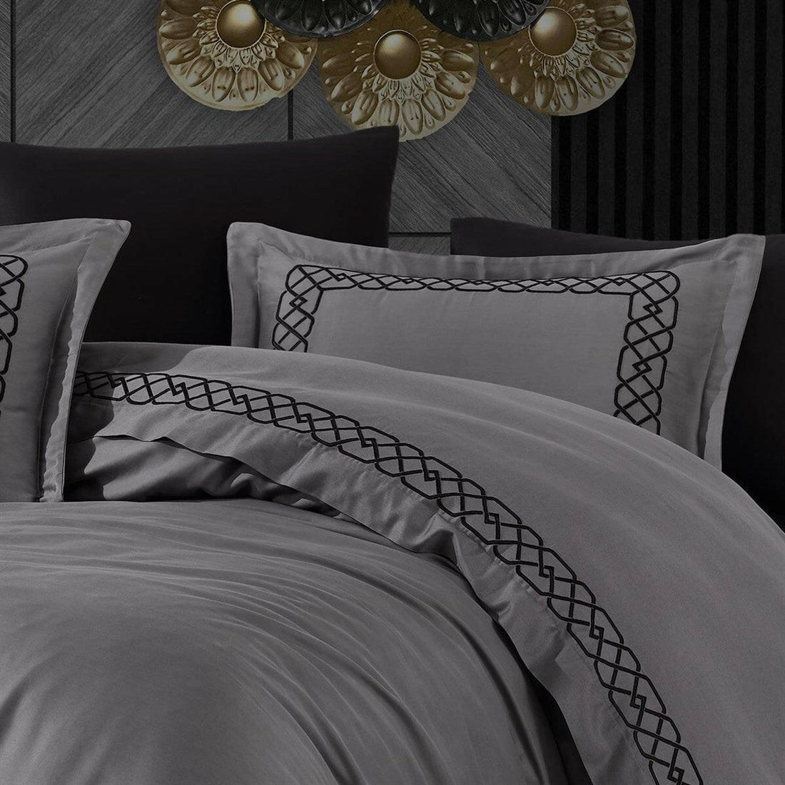 Esma Grey - Embroidered Luxury Duvet Cover Set