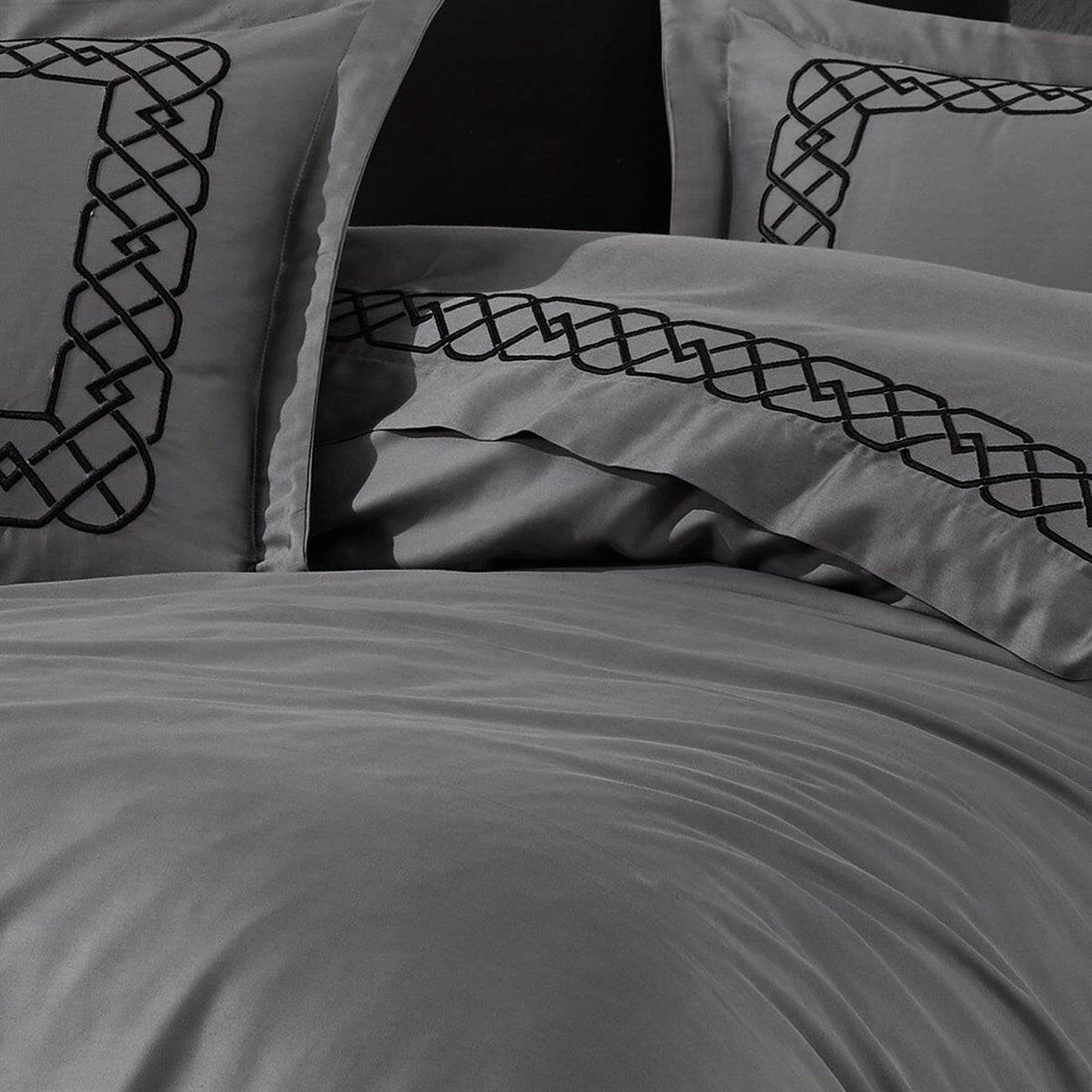 Esma Grey - Embroidered Luxury Duvet Cover Set