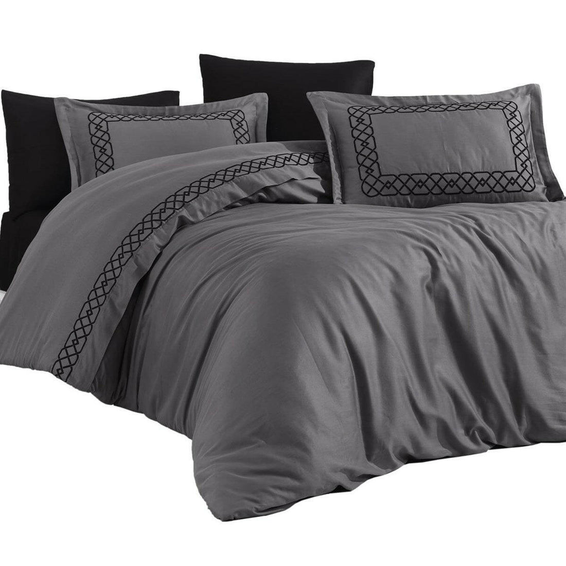 Esma Grey - Embroidered Luxury Duvet Cover Set
