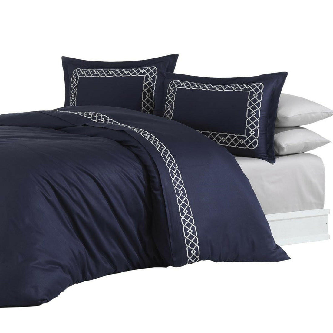 Esma Night Blue - Embroidered Luxury Duvet Cover Set
