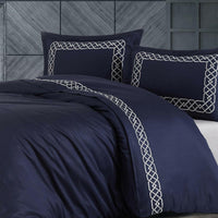 Esma Night Blue - Embroidered Luxury Duvet Cover Set