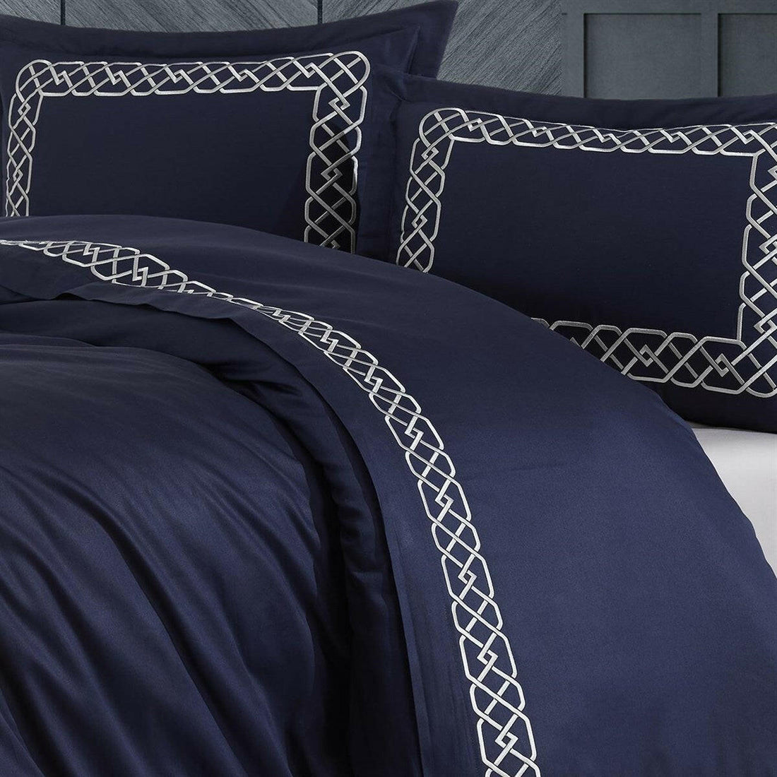 Esma Night Blue - Embroidered Luxury Duvet Cover Set