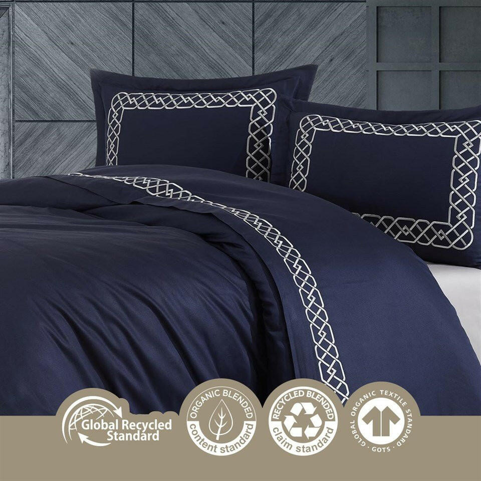 Esma Night Blue - Embroidered Luxury Duvet Cover Set