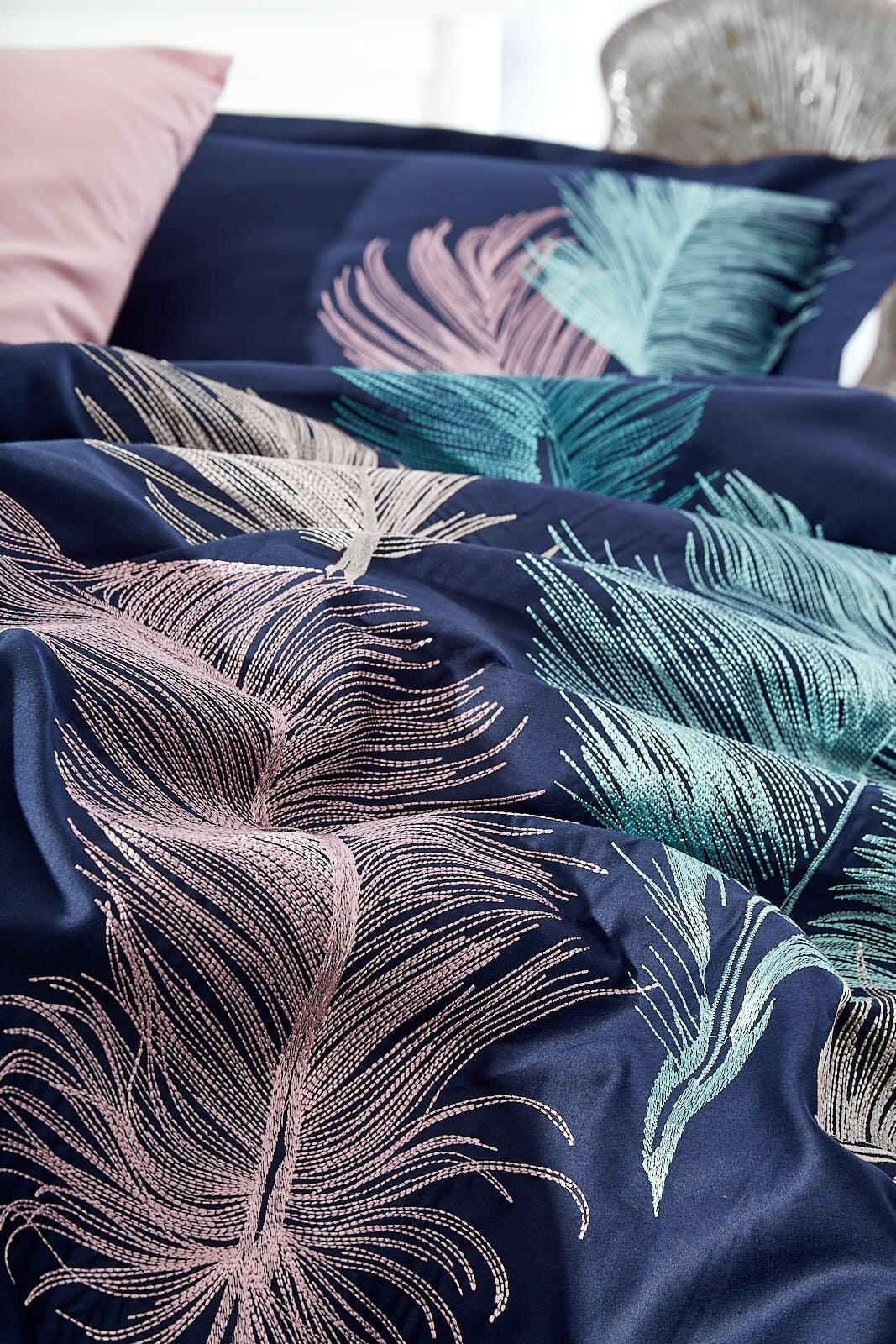 Yaprak Blue - Embroidered Luxury Duvet Cover Set