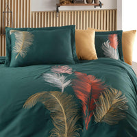 Yaprak Green - Embroidered Luxury Duvet Cover Set